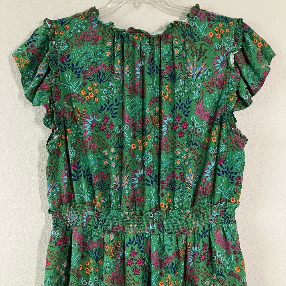 SUGARLIPS Rio Dress Plus Size 2X Boho Tiered Ditsy Floral Party Vacation Green - Picture 10 of 13